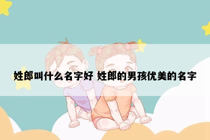 姓郎叫什么名字好 姓郎的男孩优美的名字